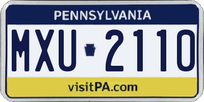 PA license plate MXU2110