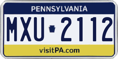 PA license plate MXU2112