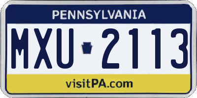 PA license plate MXU2113