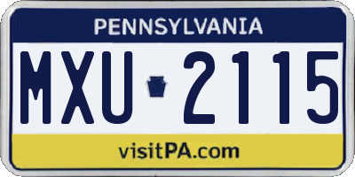PA license plate MXU2115