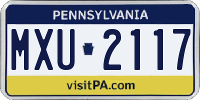 PA license plate MXU2117
