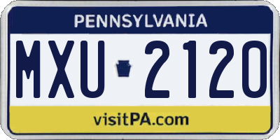 PA license plate MXU2120
