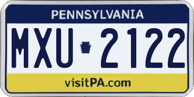 PA license plate MXU2122
