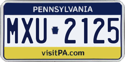 PA license plate MXU2125