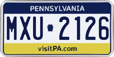 PA license plate MXU2126