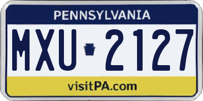 PA license plate MXU2127