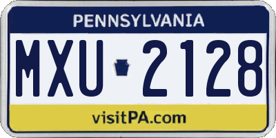 PA license plate MXU2128