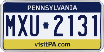 PA license plate MXU2131