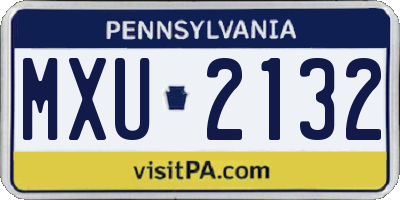 PA license plate MXU2132