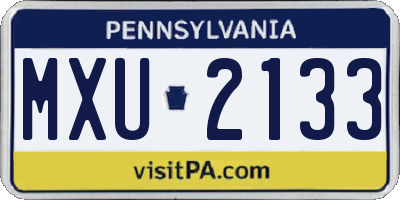 PA license plate MXU2133