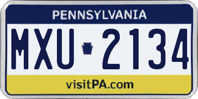 PA license plate MXU2134