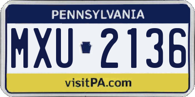 PA license plate MXU2136