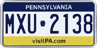 PA license plate MXU2138