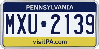 PA license plate MXU2139