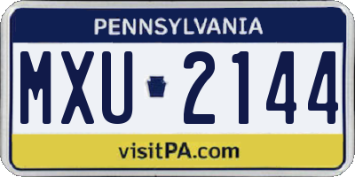 PA license plate MXU2144