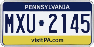 PA license plate MXU2145