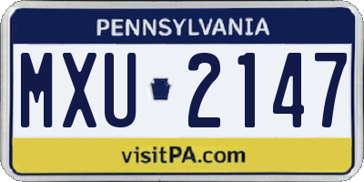 PA license plate MXU2147