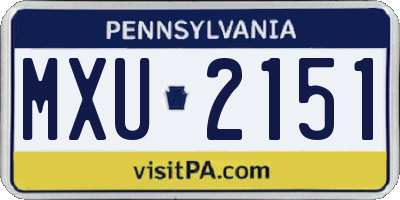 PA license plate MXU2151