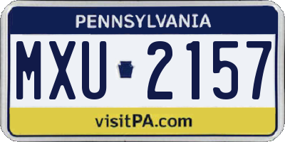 PA license plate MXU2157