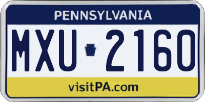PA license plate MXU2160