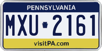 PA license plate MXU2161
