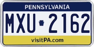 PA license plate MXU2162