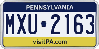 PA license plate MXU2163