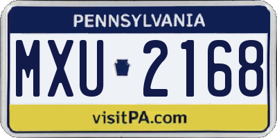 PA license plate MXU2168