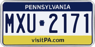 PA license plate MXU2171