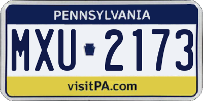 PA license plate MXU2173