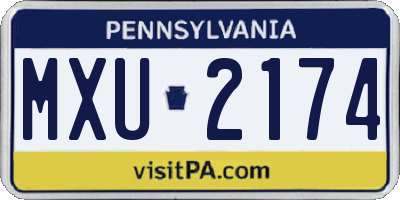 PA license plate MXU2174