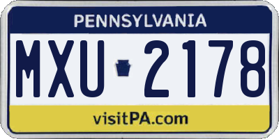 PA license plate MXU2178