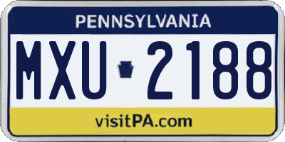 PA license plate MXU2188