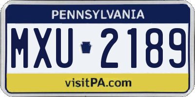 PA license plate MXU2189