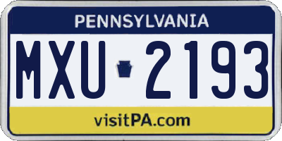 PA license plate MXU2193