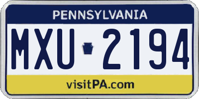 PA license plate MXU2194