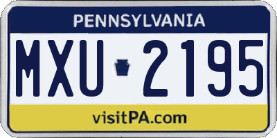 PA license plate MXU2195