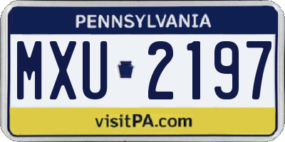 PA license plate MXU2197