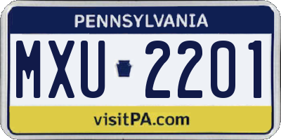 PA license plate MXU2201