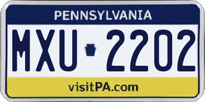 PA license plate MXU2202