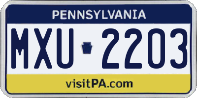 PA license plate MXU2203