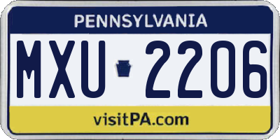 PA license plate MXU2206
