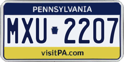 PA license plate MXU2207