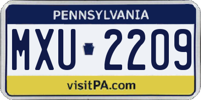 PA license plate MXU2209