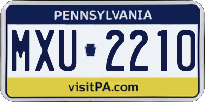 PA license plate MXU2210