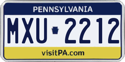PA license plate MXU2212