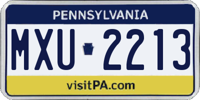 PA license plate MXU2213