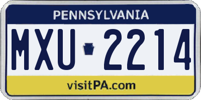 PA license plate MXU2214