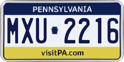 PA license plate MXU2216