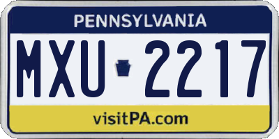 PA license plate MXU2217